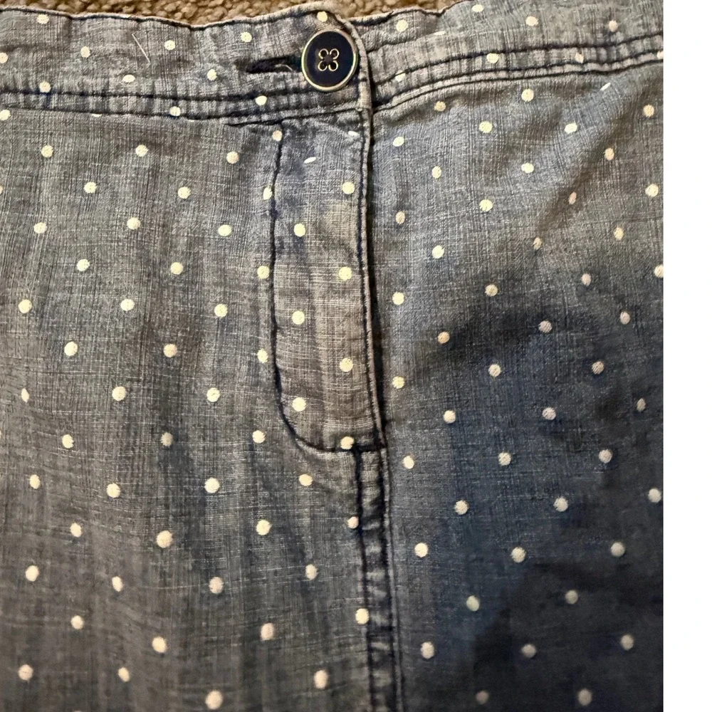 Karen Scott Petites Blue Polka Dot Denim Skort Womens 12P Light Wash Cotton - Picture 4 of 7